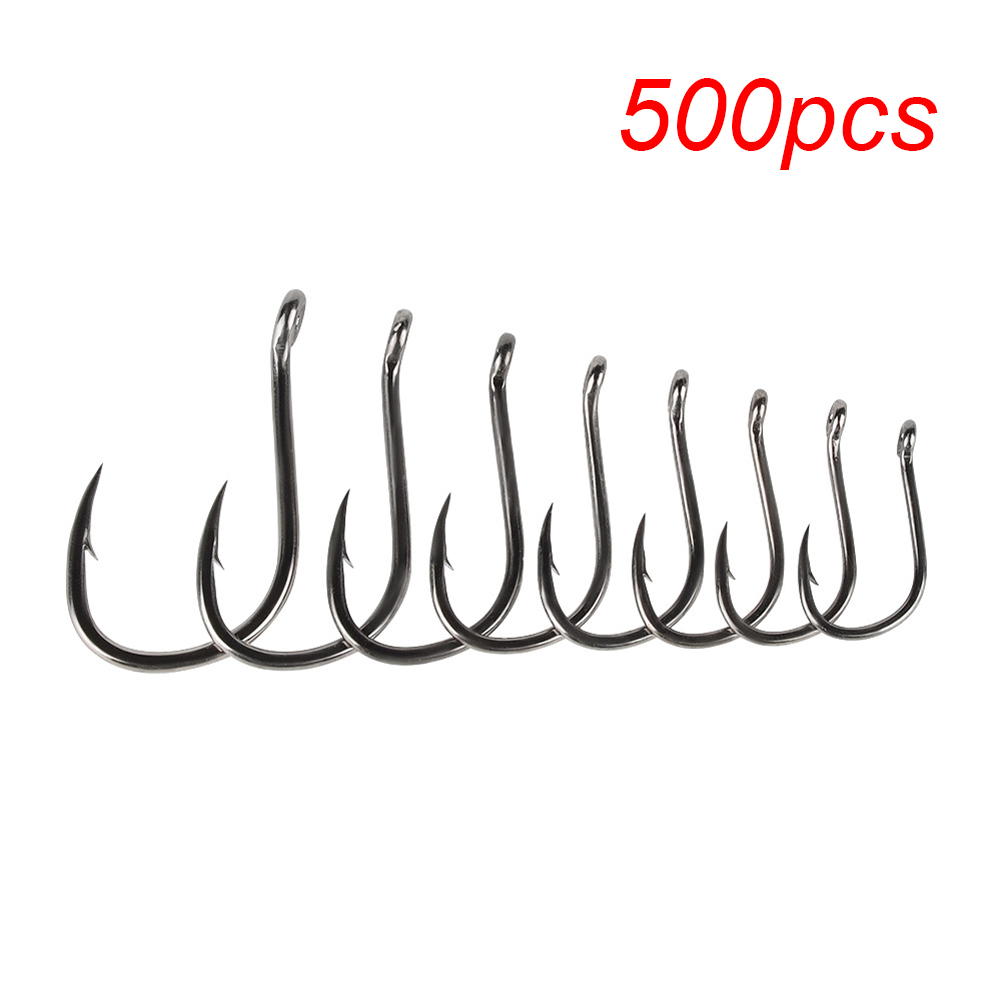 

500pcs Carbon Steel Fishhook Lure with Ring Hole Sharp Barbed Hooks Tackle, 501 Original