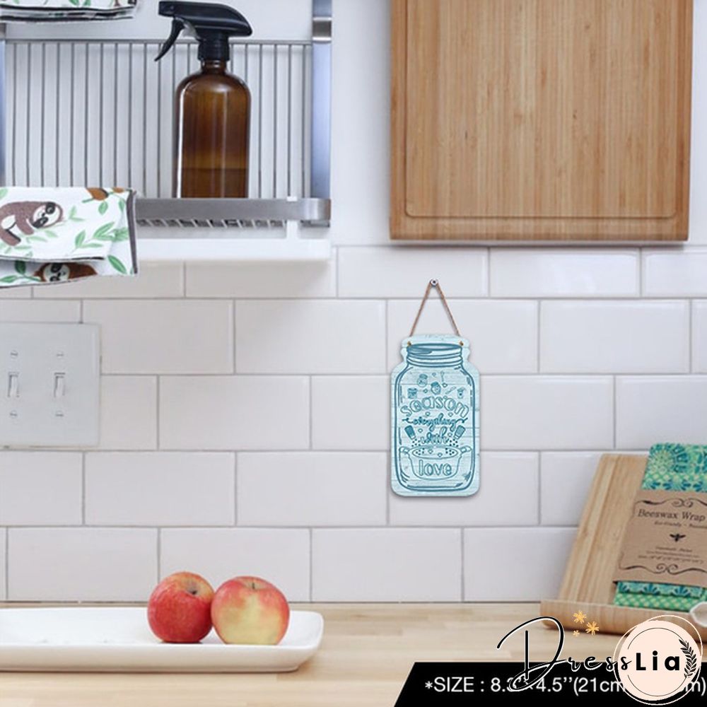 Putuo Decor-Kitchen Mason Jar Shape Plaque Wooden Signs for Rustic Kitchen Home Wall Decor（4.5"&times;8.3"）