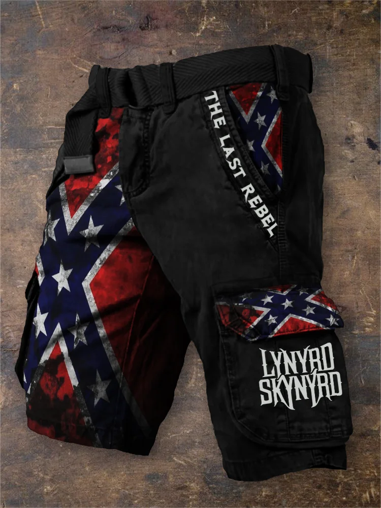 Men's Rock Band The Last Rebel Flag Contrast Cargo Shorts