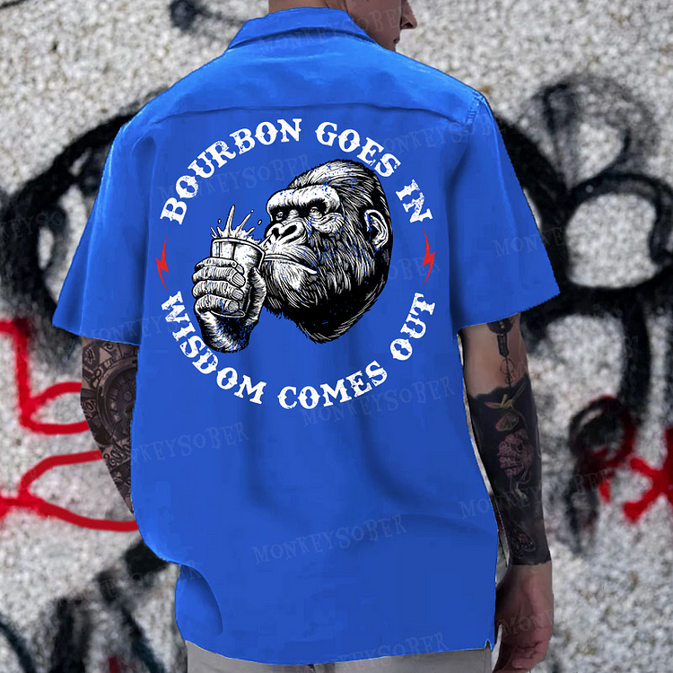 “Bourbon Goes In Wisdom Comes Out” Reversible Printed Button Up Shirt