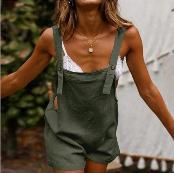 Women's Short Overalls Sleeveless Strap Rompers Jumpsuits Shorts For Summer
