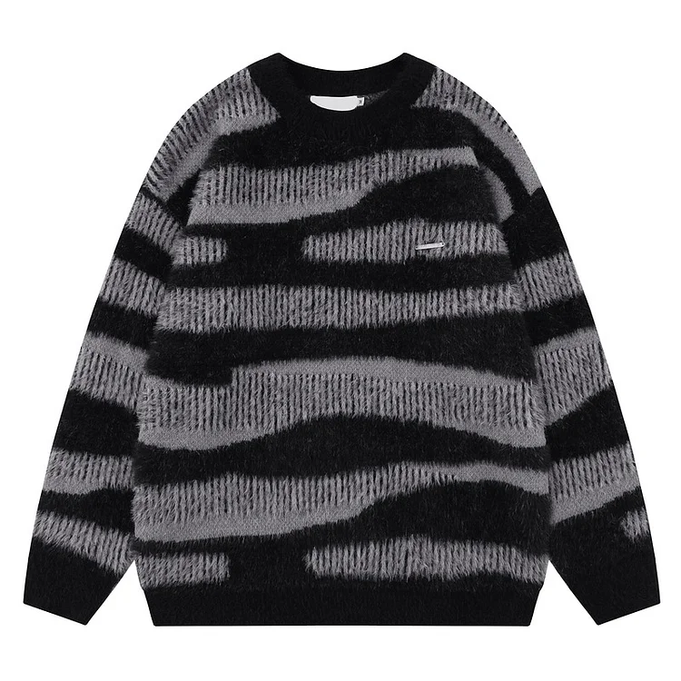 Men's American High Street Hip Hop Striped Sweater