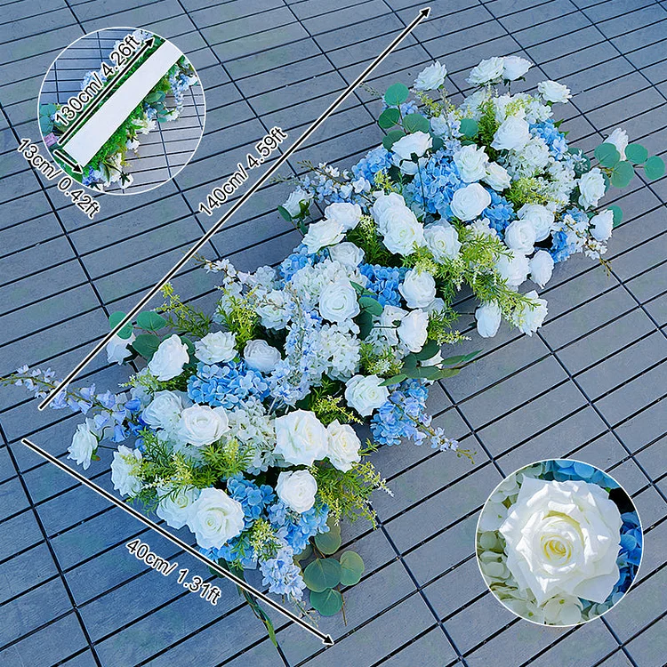 A8706 Blue White Rose Floral Arrangement Decor Wedding Backdrop