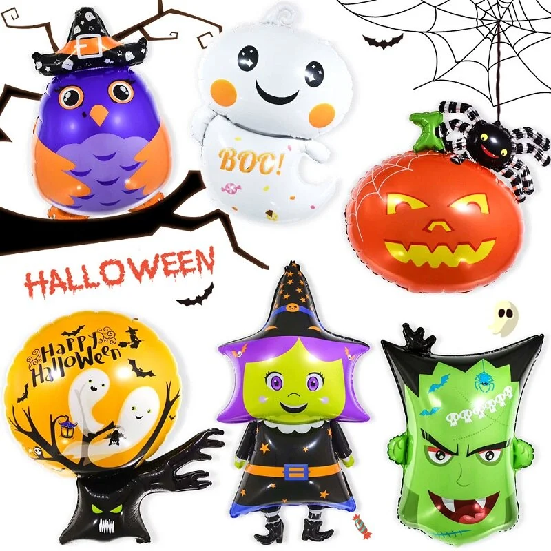Halloween Pumpkin Ghost Balloons Halloween Decorations Spider Foil Balloons Inflatable Toys Bat Globos Halloween Party Supplies