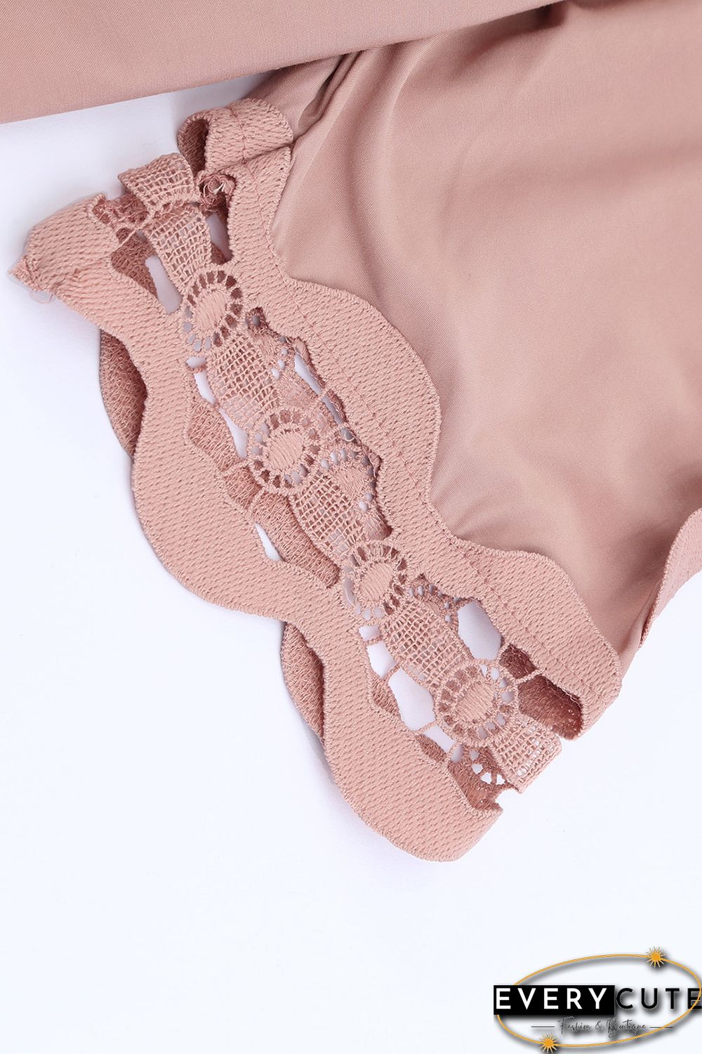 Pink Crochet Trim Hollow-out Blouse