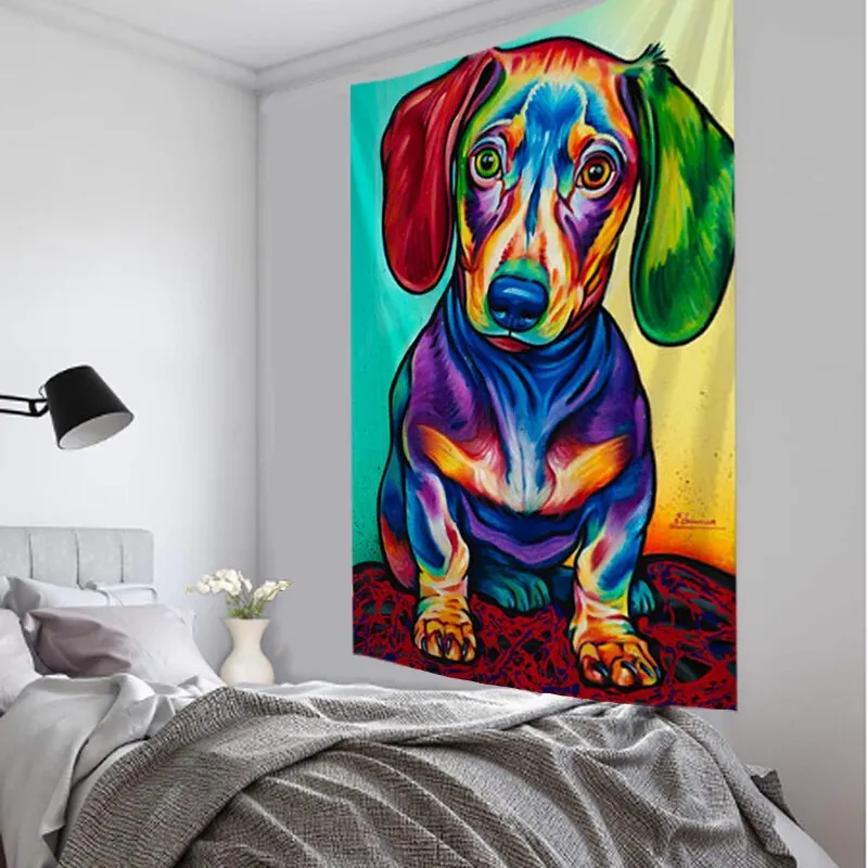 lion tapestry printed oil painting art tapestry psychedelic animal Cartoonwall hanging beach towelHanging Kids Room Decor