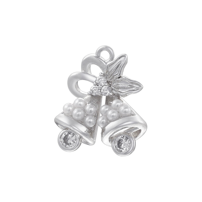 1 Piece Copper Artificial Pearls Zircon 18K Gold Plated Christmas Tree Christmas Socks Bell Pendant