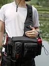 Men Fishing Tackle Backpack with Rod Holder Lure Box Gear Storage Bag Fanny Pack