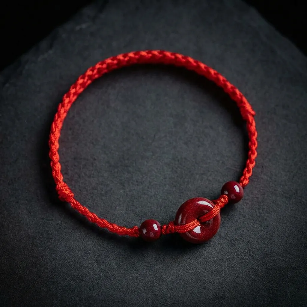 JiStones Heritage: Natural Cinnabar Woven Red String Bracelet & Anklet Heritage Vermilion (High-Purity Cinnabar)