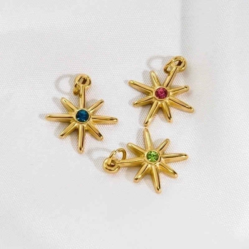 5 Pieces 304 Stainless Steel Rhinestone Rhinestones 14K Gold Plated Solid Color Pendant