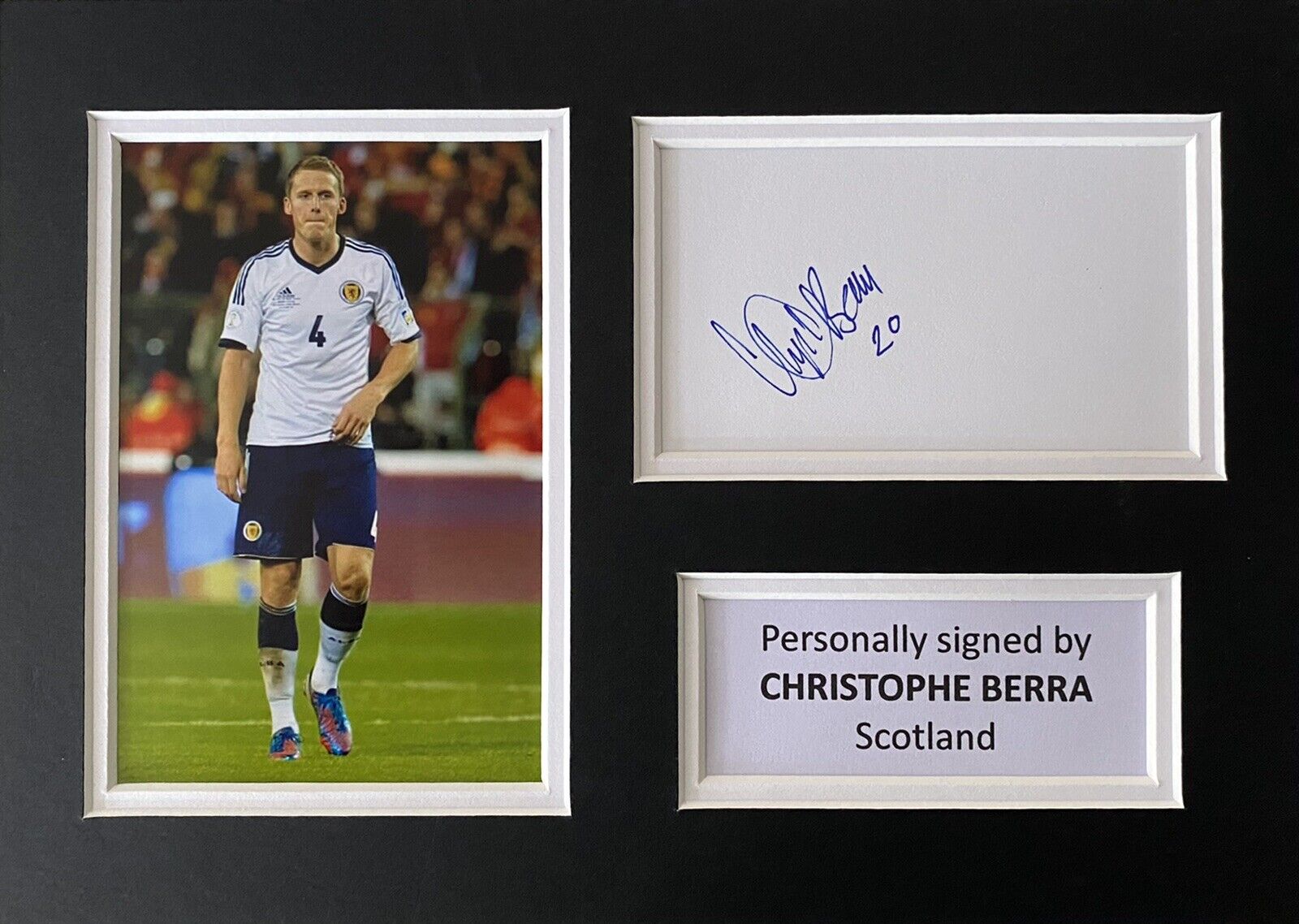 Christoph Berra Hand Signed White Card In A4 Scotland Mount Display