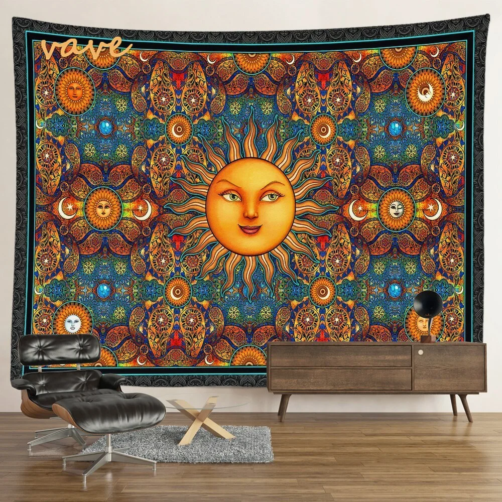 Nigikala Sun Moon Mandala Tapestry Wall Hanging Boho Hippie Witchcraft Astrology Cloth Fabric Tapestry Aesthetic Room Bedroom Decor