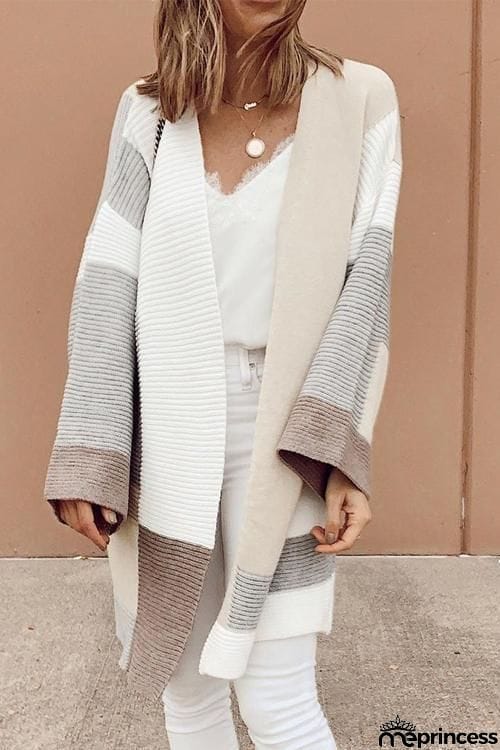 Geometry Color Block Cardigan