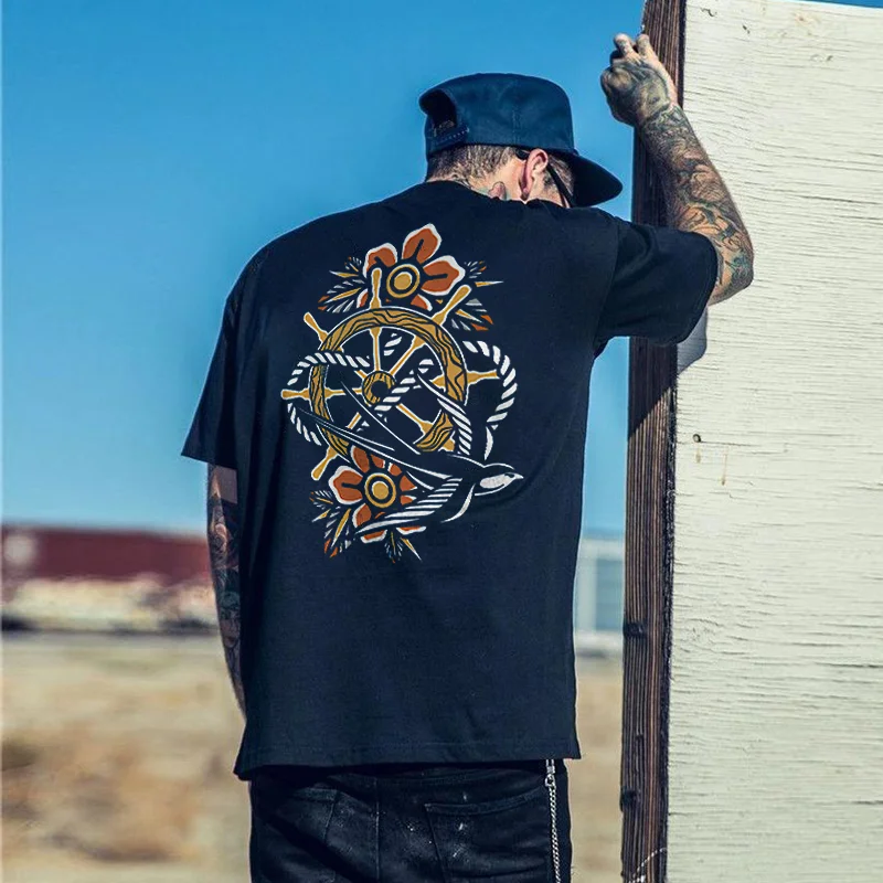 Anchor Floral Print Men's T-shirt