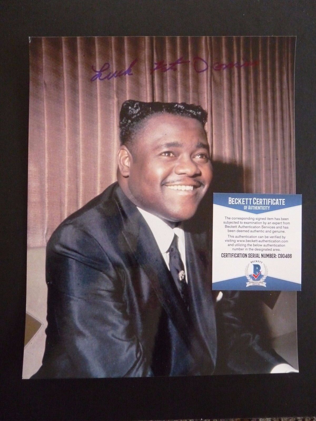 Fats Domino Signed Autographed 8x10 Photo Poster painting Beckett Certified Blueberry Hill