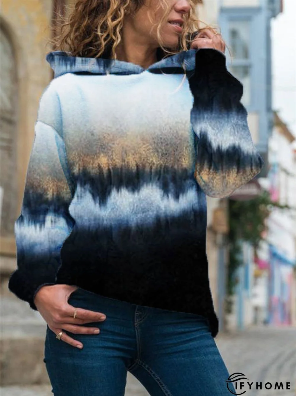 Hooded Landscape Print Casual Sweatshirt | IFYHOME