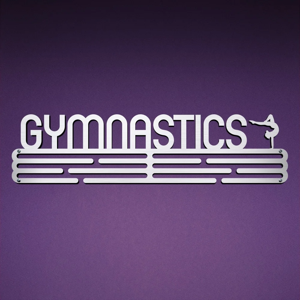 GYMNASTICS Medal Hanger Display – Brushed Stainless Steel – Large / 430mm / 48 Medals