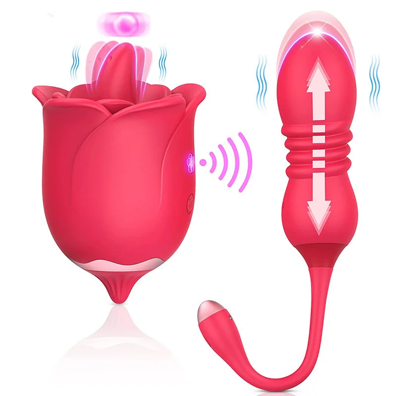 Remote Control Tongue Licking Rosebud Adult Toy Retractable Vibrating Egg Set Rosetoy Official