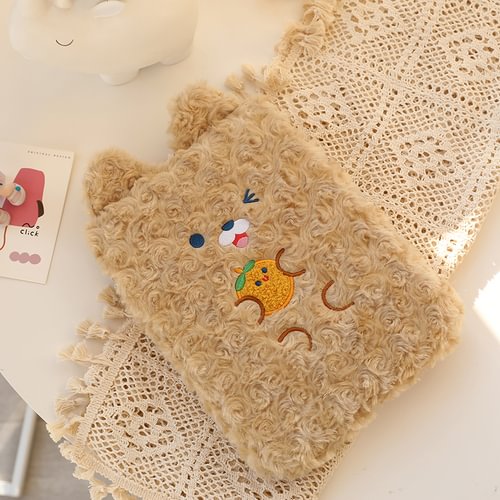 JOURNALSAY 28cm*21cm Cute Furry Bunny Bear Ipad Storage Bag