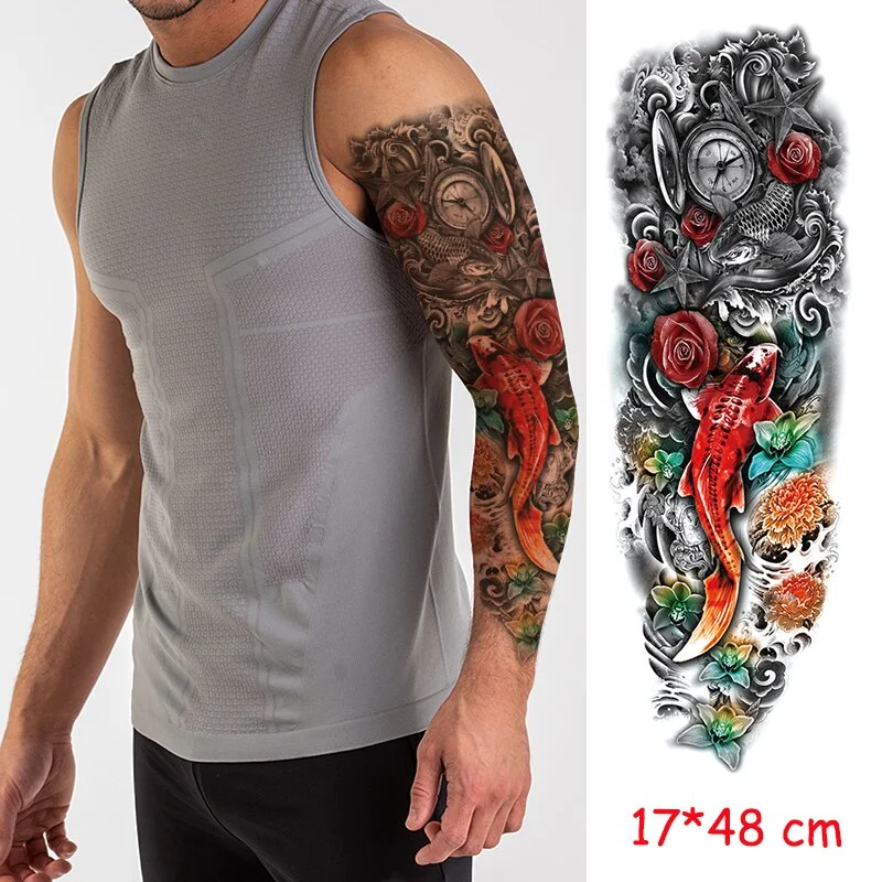 waterproof temporary tattoo sticker full arm lion king angel warrior lightning tree flower fake tatto flash tatoo to man woman