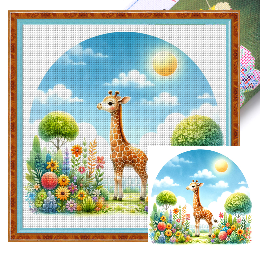 Girafe Sous Le Soleil Du Printemps 18CT(30*30cm) Stamped Cross Stitch gbfke