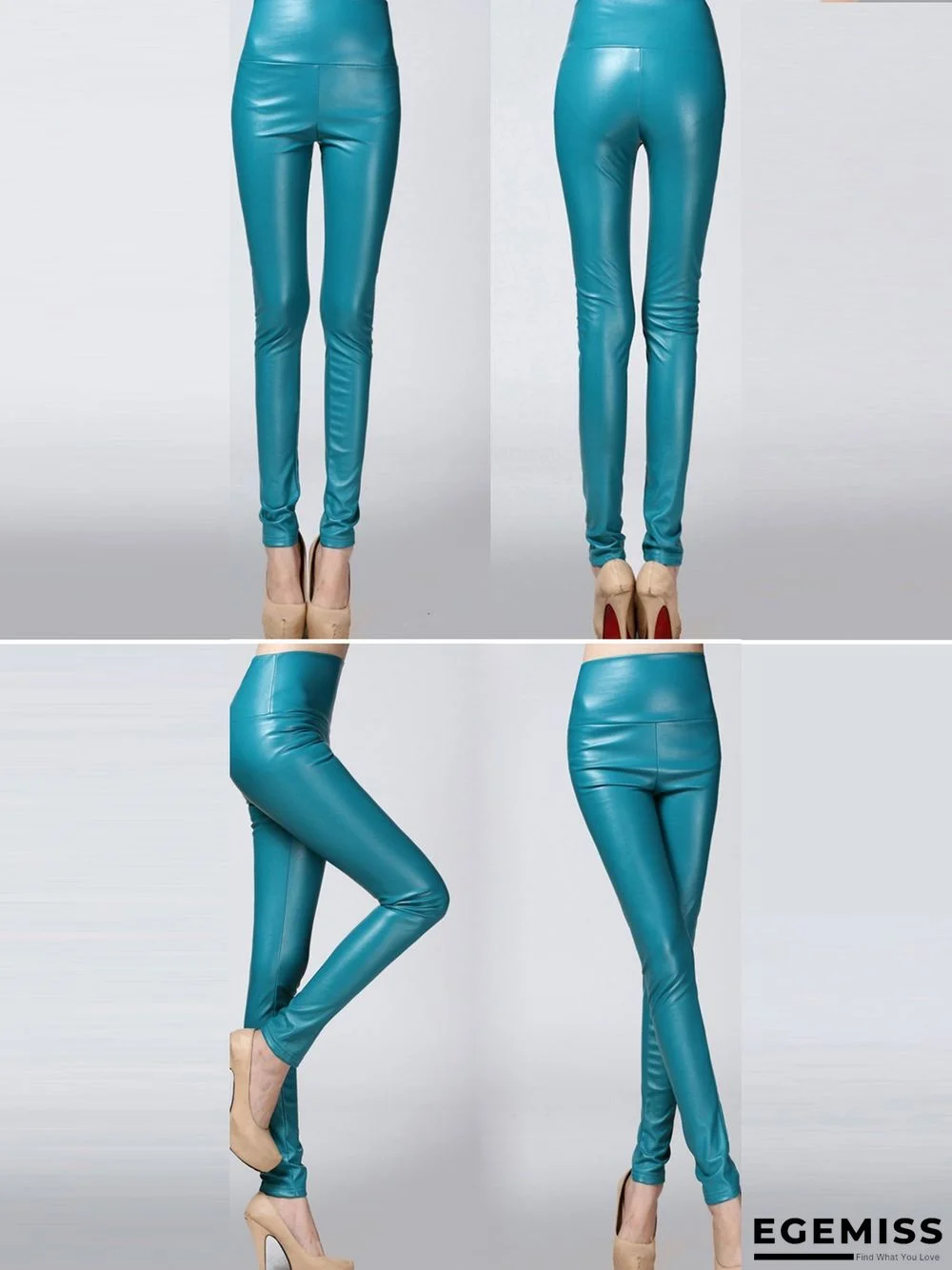 Plus size color elastic pu thick leggings leather Leggings | EGEMISS