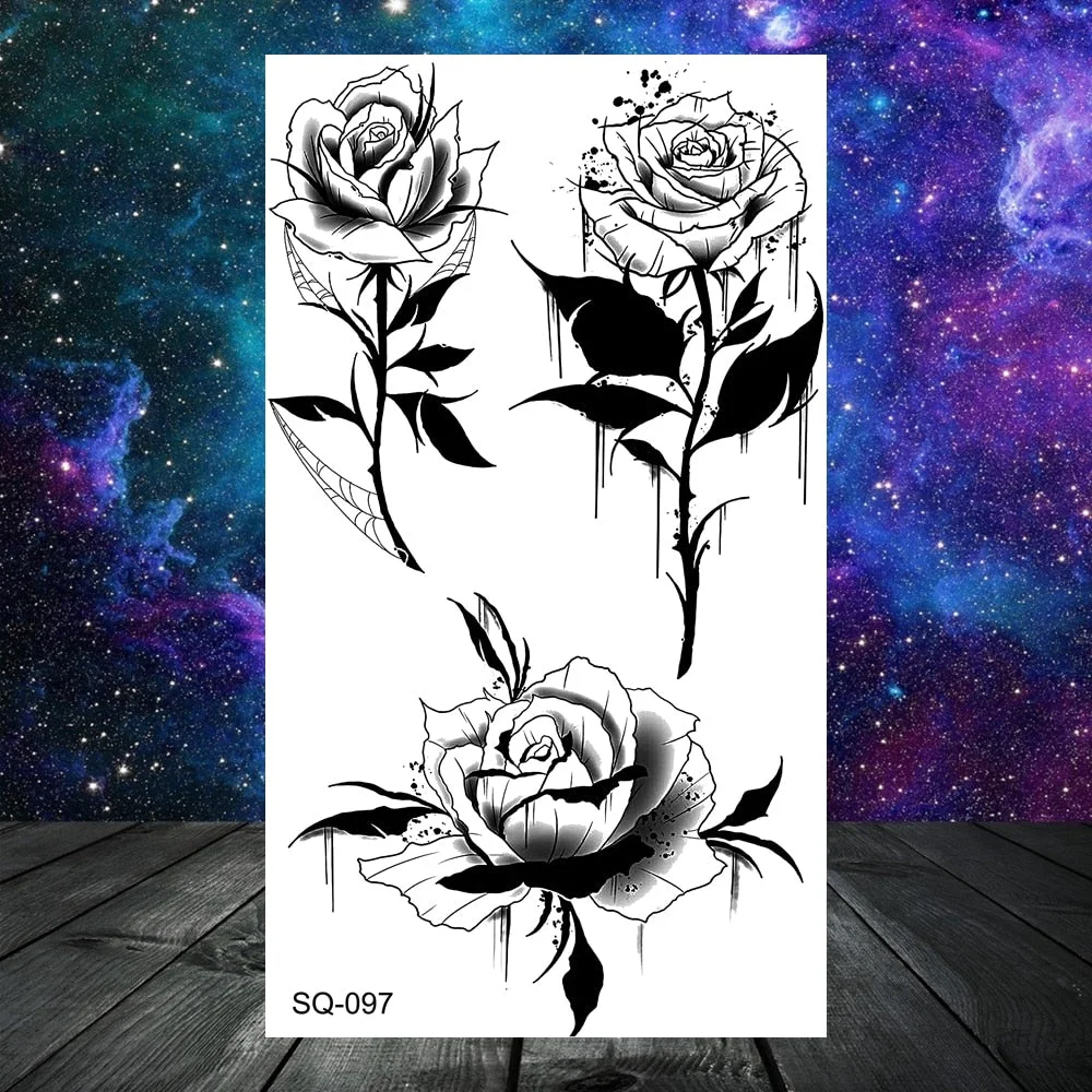 Small Skull Henna Feather Arrow Temporary Tattoos For Women Adult Kids Cross Scorpion Anchor Fake Tattoo Neck Arm Finger Tatoos