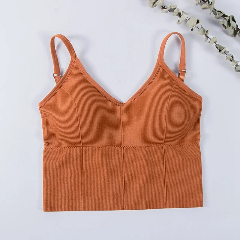 Women Tank Crop Top Seamless Underwear Crop Top Female U Back Short Tops Women Sexy Lingerie Sleeveless Padded Camisole