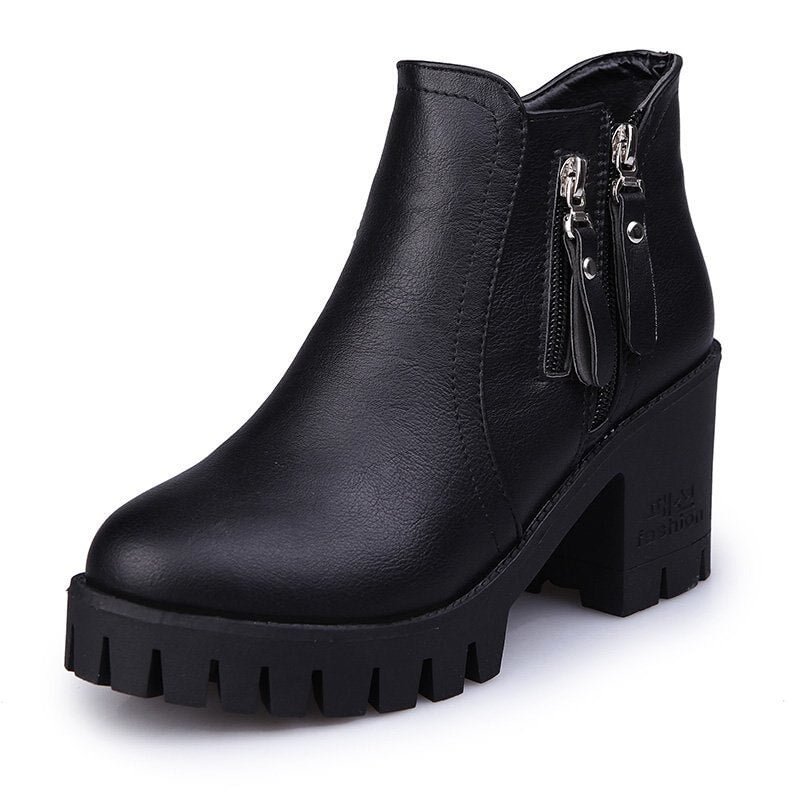 Leather Boots Women Shoes High Heel Autumn Winter Shoes for Girls Boots 2021 Fashion Platform High Heels Ankle Boots Women Heel