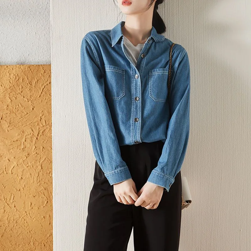 Toloer Toloer Shirt Female Autumn New Loose Korean Version Long Sleeve Retro Versatile Casual Shirt Ins Tide Coat-Outfit Ideas