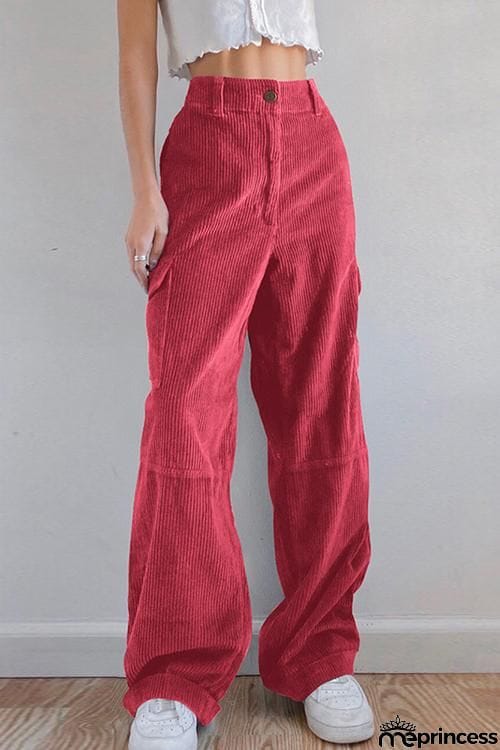 Pockets Corduroy Bell Pants