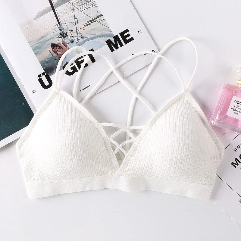 Sexy elastic rally bra push chest bra summer anti-glare Korean version wild steel tube bra sexy no steel ring bra