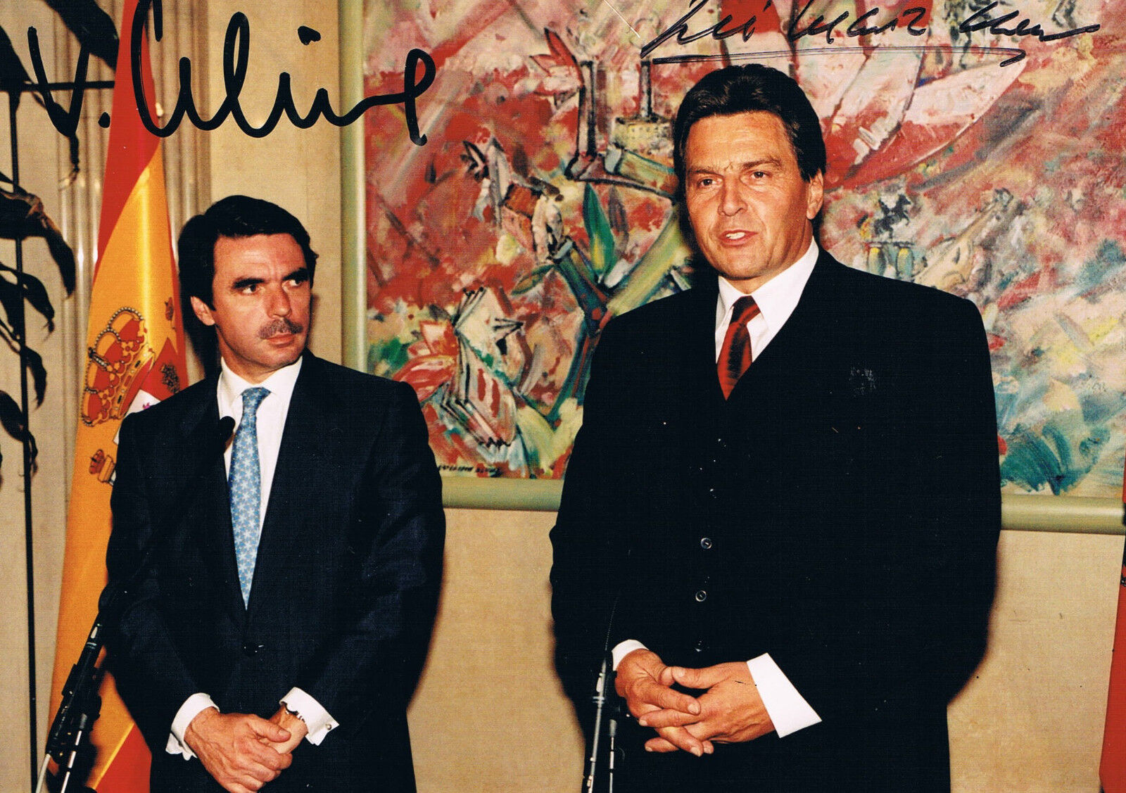 Spain José María Aznar 1953- & Austria Viktor Klima 1947- autograph Photo Poster painting 5x7