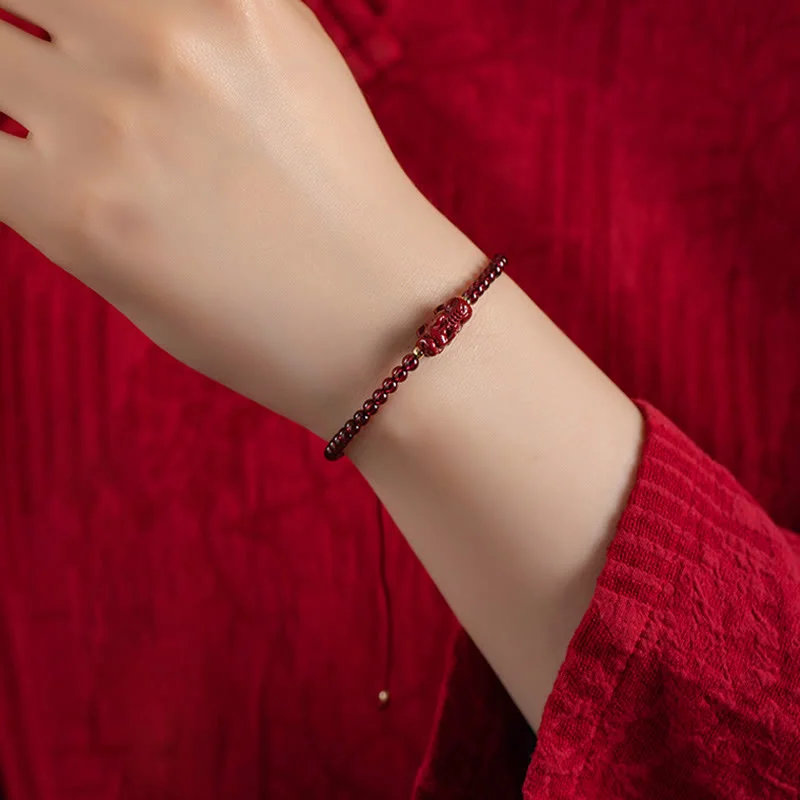 Cinnabar PiXiu Blessing Calm String Bracelet
