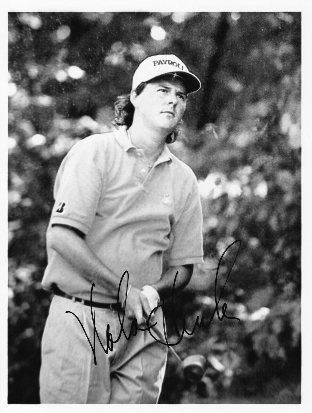 NOLAN HENKE hand-signed YOUNG B/W GOLF CLOSEUP ON TEE authentic w/ LIFETIME COA