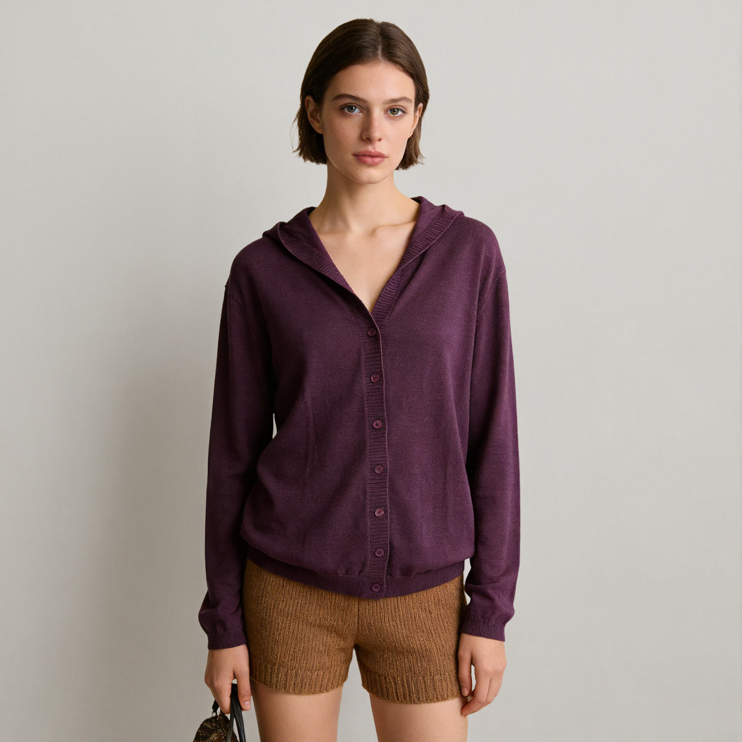 Women's Silk Cashmere Cardigan Hooded Wrap REAL SILK LIFE