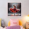 Red Dress Girl-11CT Stamped Cross Stitch 45*45cm/17.72*17.72in tapestrymarket