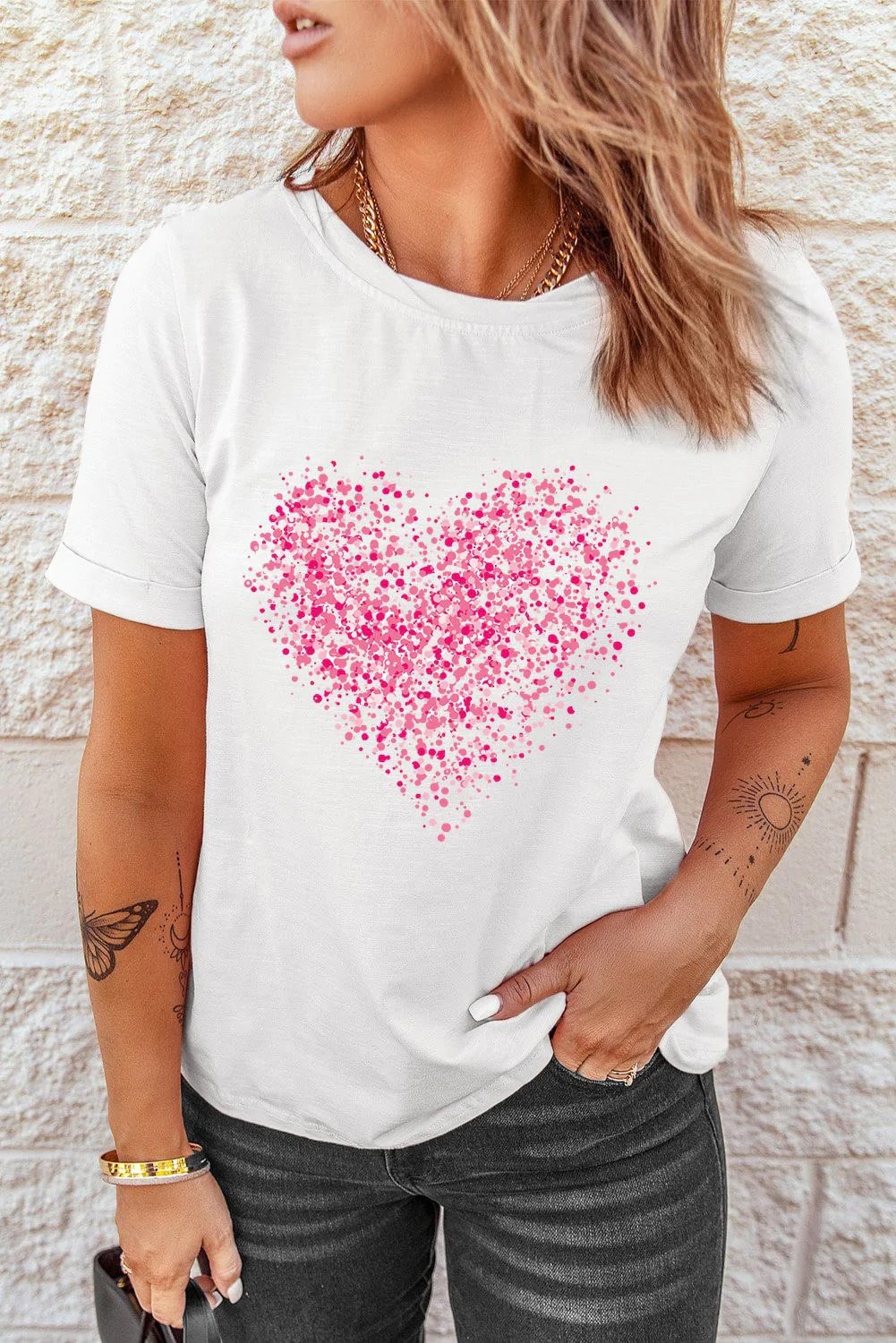 Women Heart Short Sleeve T-Shirt