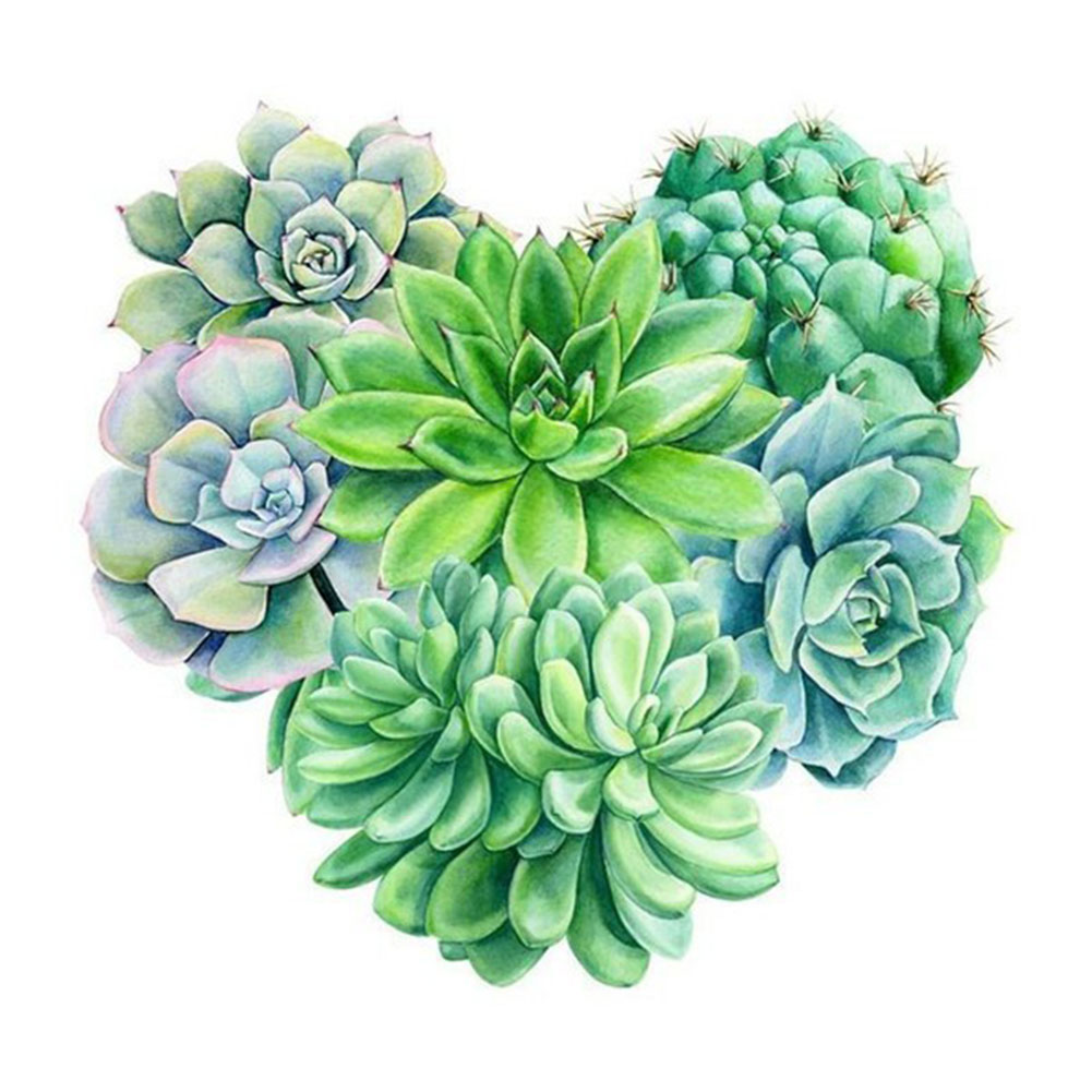 

Heart Succulent - Round Drill Diamond Painting - 40*40CM, 501 Original