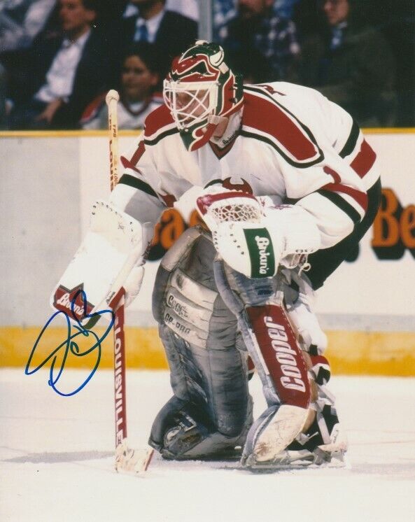 VINTAGE SEAN BURKE SIGNED NEW JERSEY DEVILS GOALIE 8x10 Photo Poster painting #1 Autograph PROOF