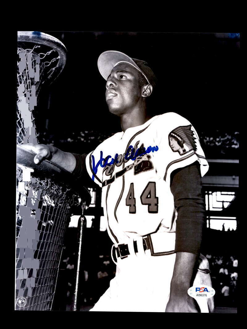 Hank Aaron PSA DNA Coa Signed 8x10 Unique Photo Poster painting Autograph