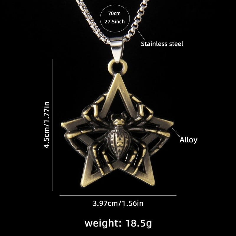 Hip-Hop Punk Commute Pentagram Spider 201 Stainless Steel Zinc Alloy Halloween Unisex Pendant Necklace