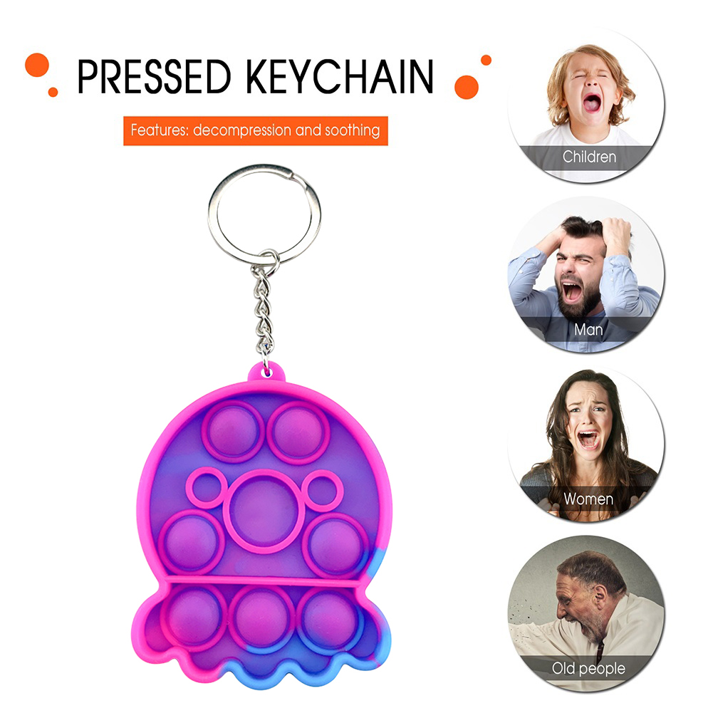 

Push Bubble Keychain Pendant Fidget Toys Stress Relief Toy Blue-Rose Red, 501 Original