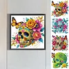 Blumen Schmetterlinge Schädel - speziell geformtes Diamantgemälde - 30*30cm