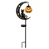 Solar Powered Black Cat & Pumpkin Moon Stake Light Weatherproof Moon Cats LED Stakes Light Auto On/Off Halloween Decorations Solar Lamp for Outdoor Patio Pathway Yard Lawn Decors