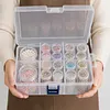 2Psc Pumpkin +16Pcs Round Bottles Diamond Painting Containers Multi Purpose Portable Plastic Case Box with Stickers & Compartments Arts Crafts Storage Bottle for Hardware Rhinestone (16pcs)