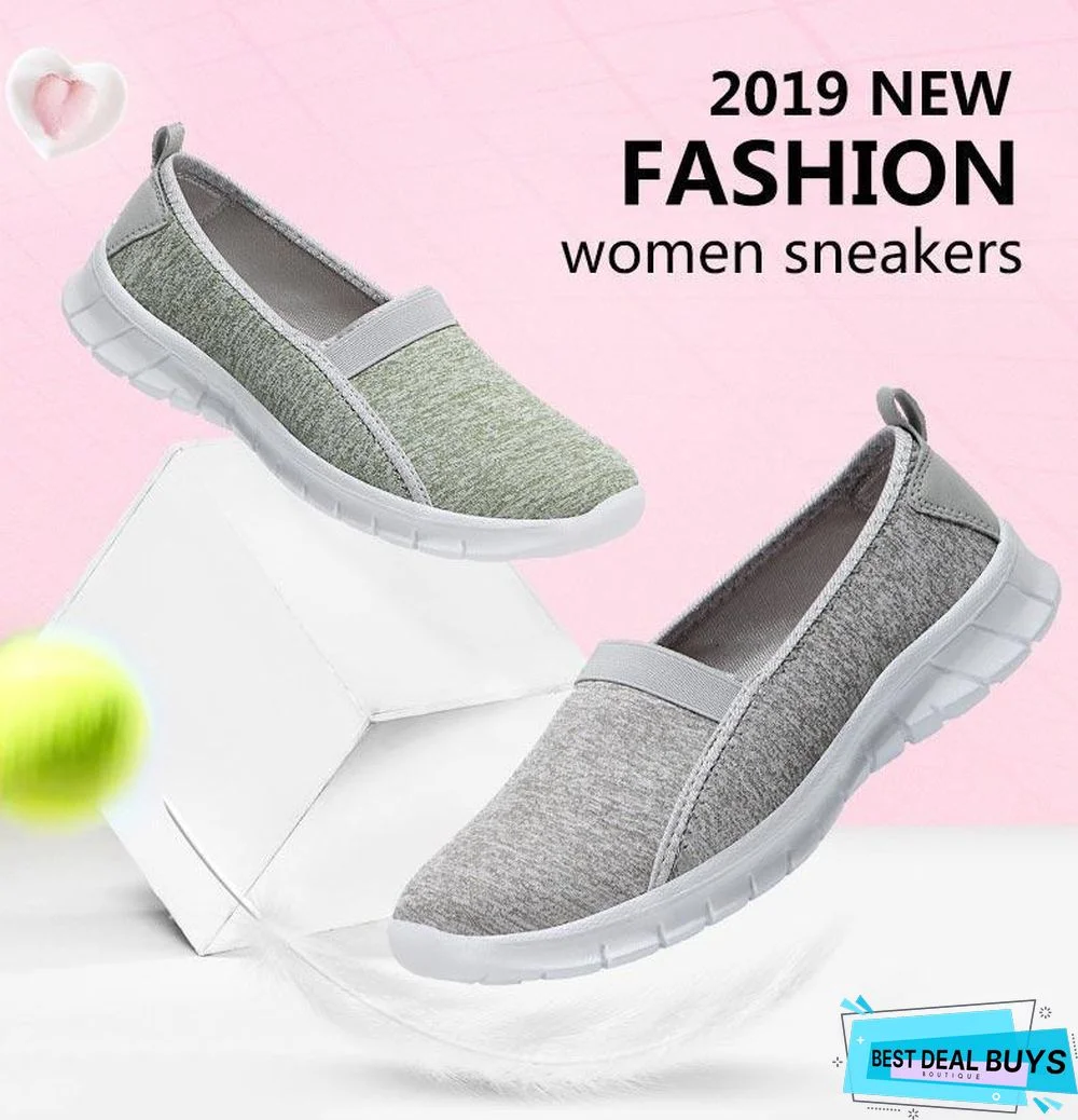Women Slip On Loafers Plus Size Breathable Mesh Ballet Sneakers Flat Shoes