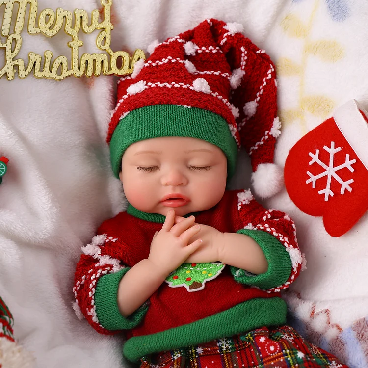 Babeside Christmas Nancy 12"/16" Realistic Silicone Sleeping Baby Little Infant Warming the Winter