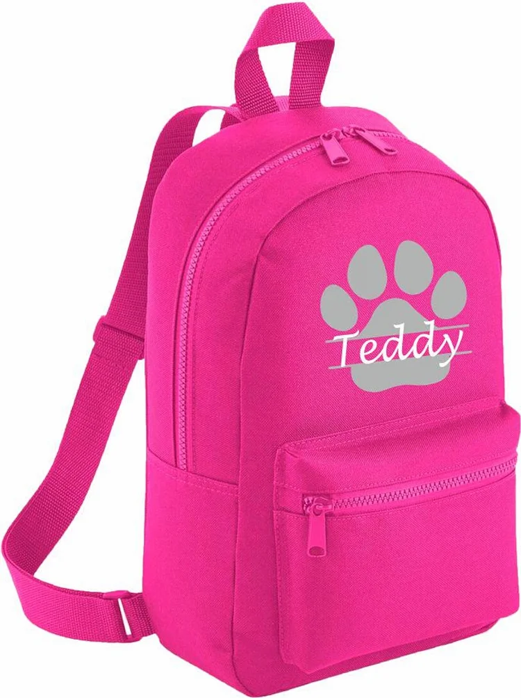 Personalised Dog Bag Custom Paw And Name Print Backpack, Treats Bag, Training Bag