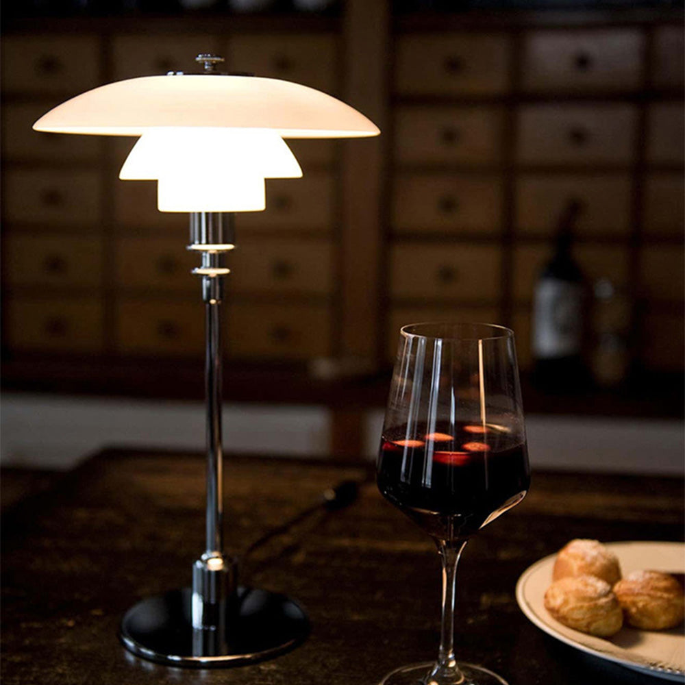 Retro Bauahus Vintage White Glass Desk Lamp